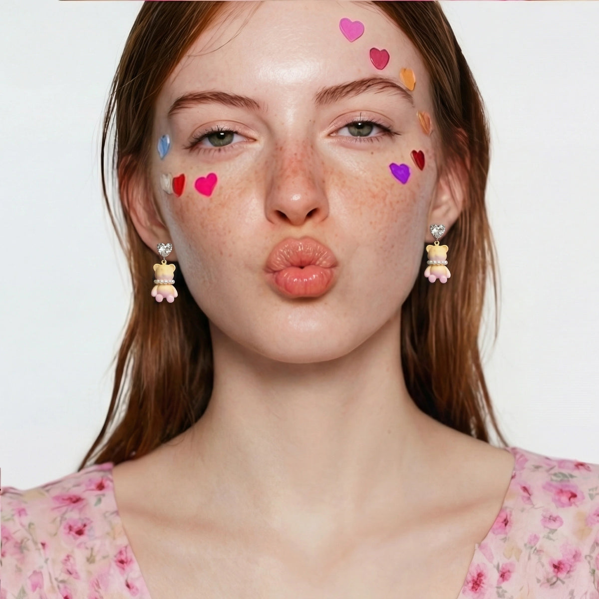 Kawaii Bear Heart Earrings | L'atelier '92
