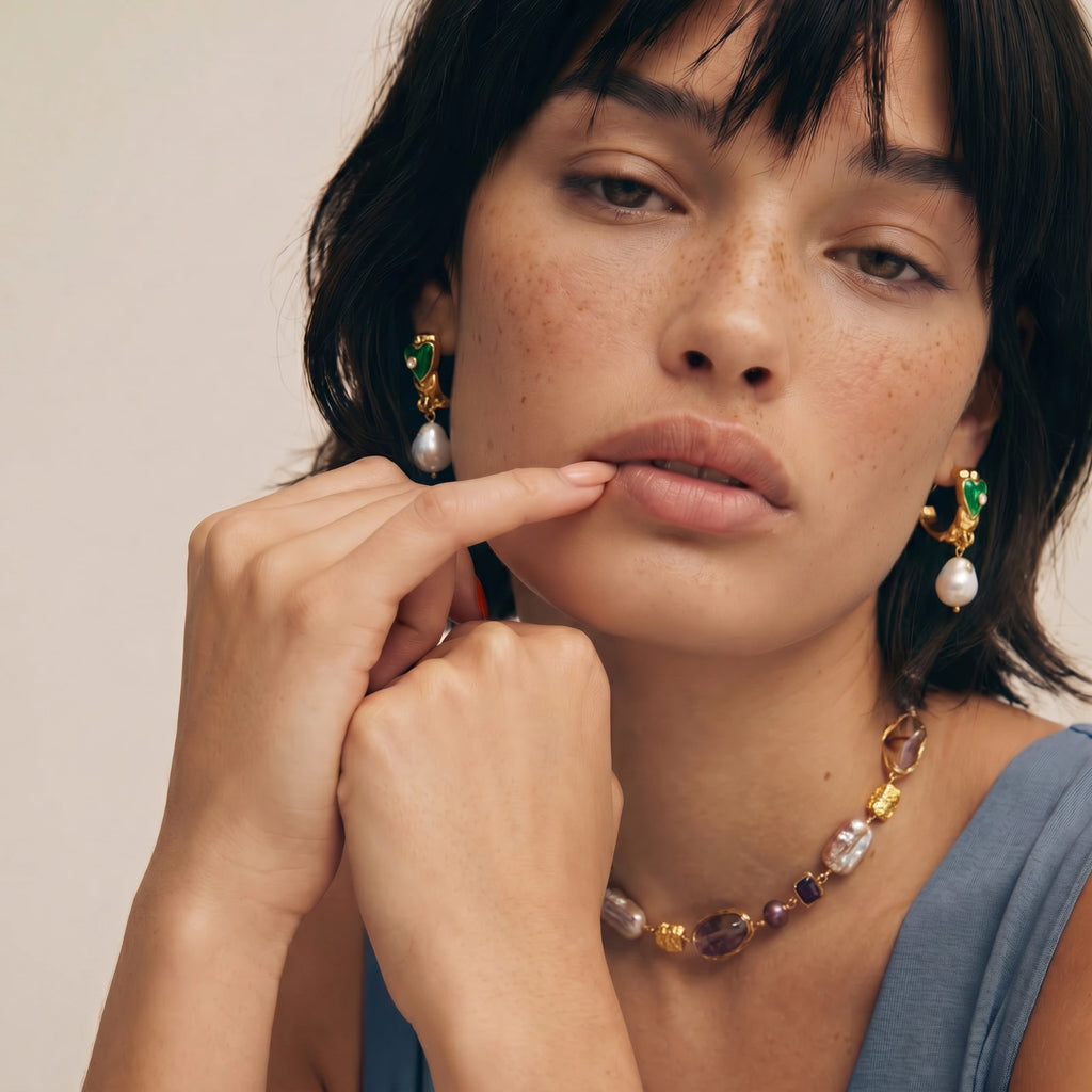 Heart Drop Pearl Earrings | L'atelier '92