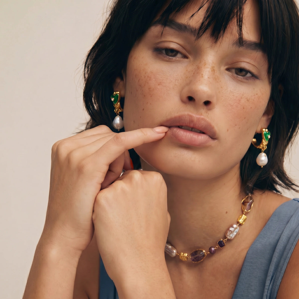 Heart Drop Pearl Earrings | L'atelier '92