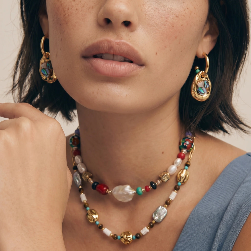 Shell Mosaic Convertible Hoops | L'atelier '92