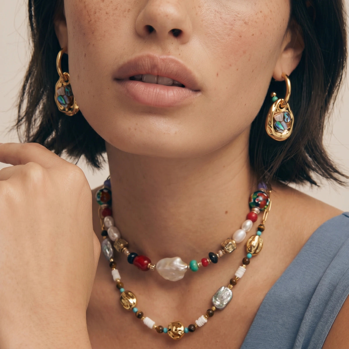 Shell Mosaic Convertible Hoops | L'atelier '92