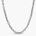 Silver 316L stainless steel rectangular link chain necklace with intricate scroll engravings, 560mm length, 7.1mm width.